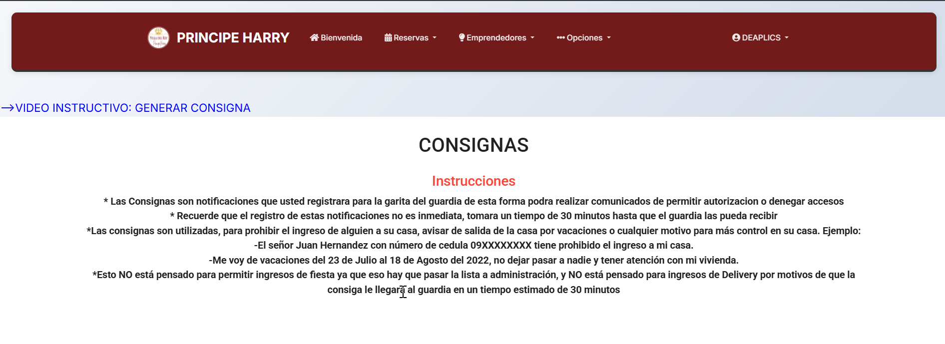 Sistema de Consignas